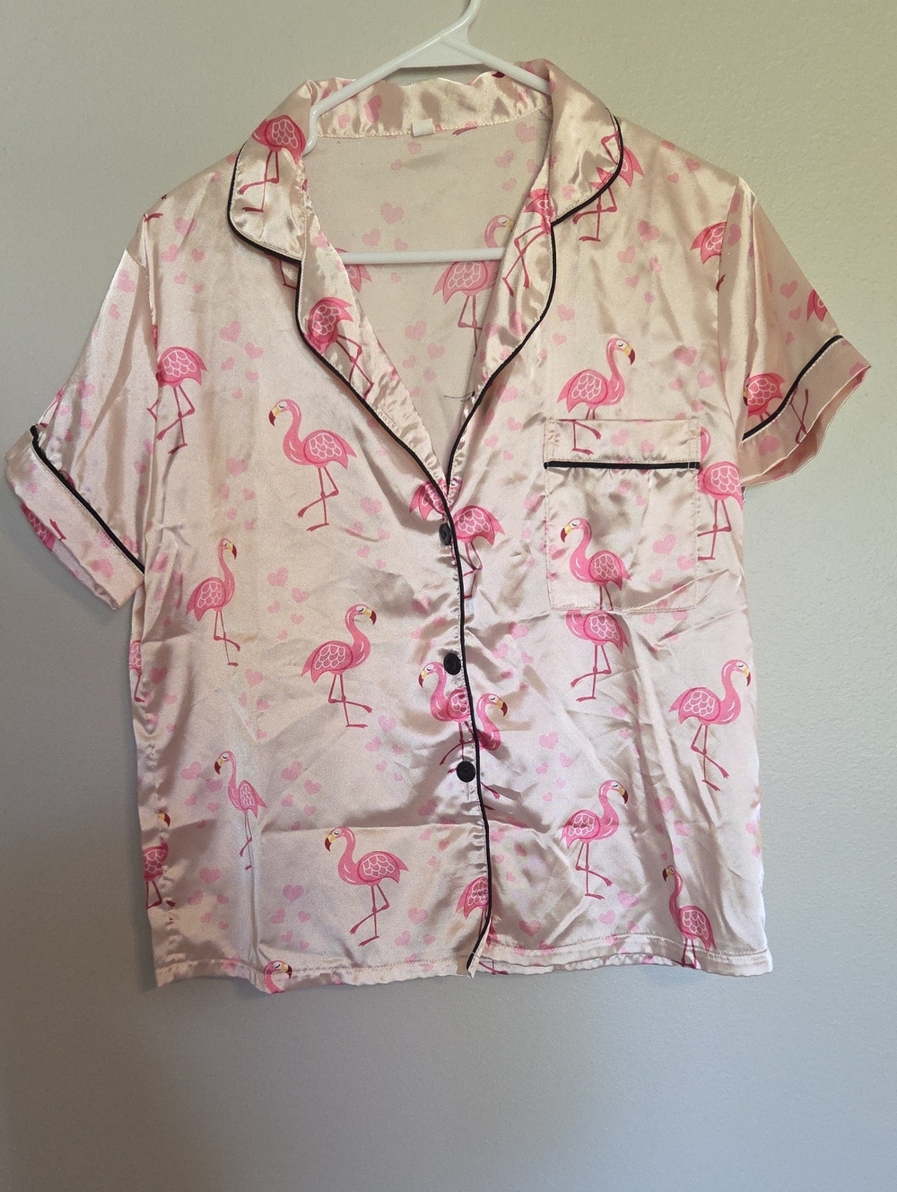 Women's Pink Flamingo Satin Pajama Set